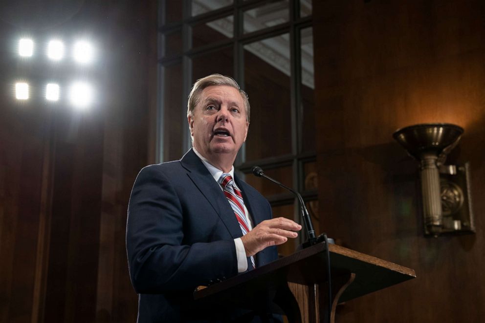 PHOTO: Senate Judiciary Committee Chairman Lindsey Graham, R-S.C., announces his proposal to revamp laws that affect the increase of Central American migrants seeking asylum to enter the U.S., on Capitol Hill, May 15, 2019.