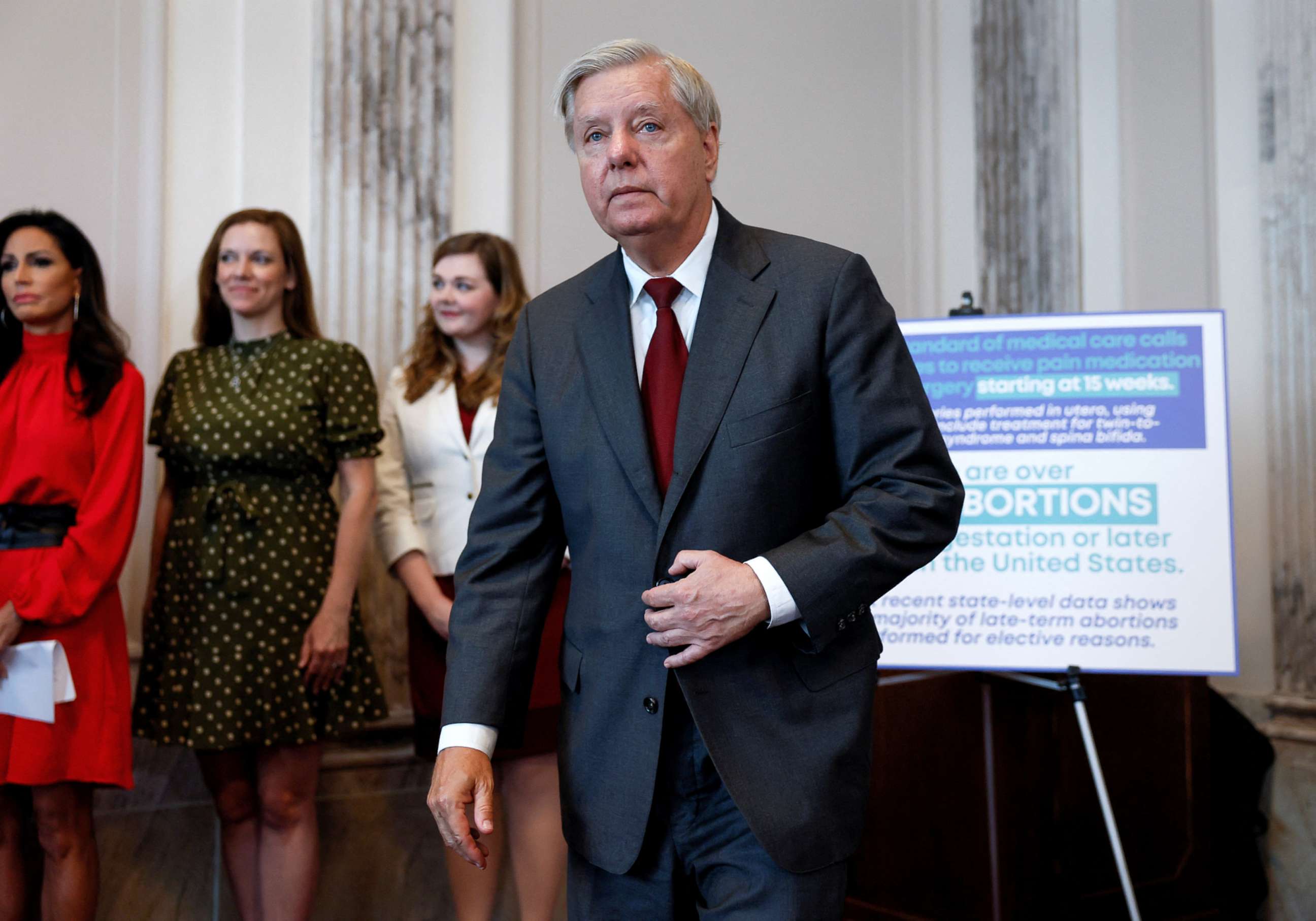 PHOTO: Senator Lindsey Graham unveils a nationwide abortion bill with new restrictions during a news conference on Capitol Hill in Washington, D.C., Sept. 13, 2022.