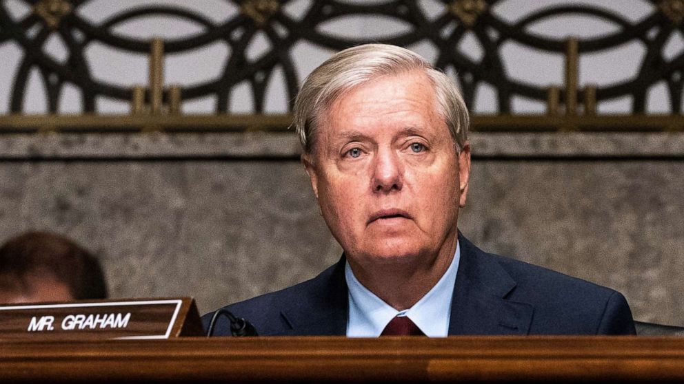 PHOTO: Sen. Lindsey Graham listens during a hearing with the Senate Appropriations Subcommittee on Labor, Health and Human Services, Education, and Related Agencies on Capitol Hill, in Washington, Sept. 16, 2020.