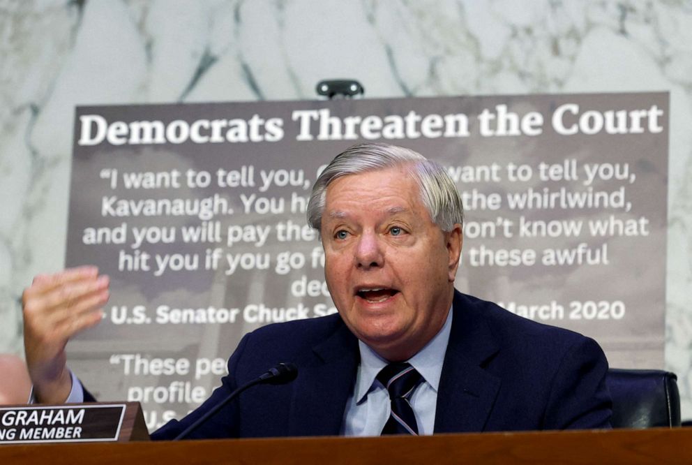 PHOTO: Senator Lindsey Graham makes an opening statement during a Senate Judiciary Committee hearing on "Supreme Court Ethics Reform" on Capitol Hill in Washington, May 2, 2023.