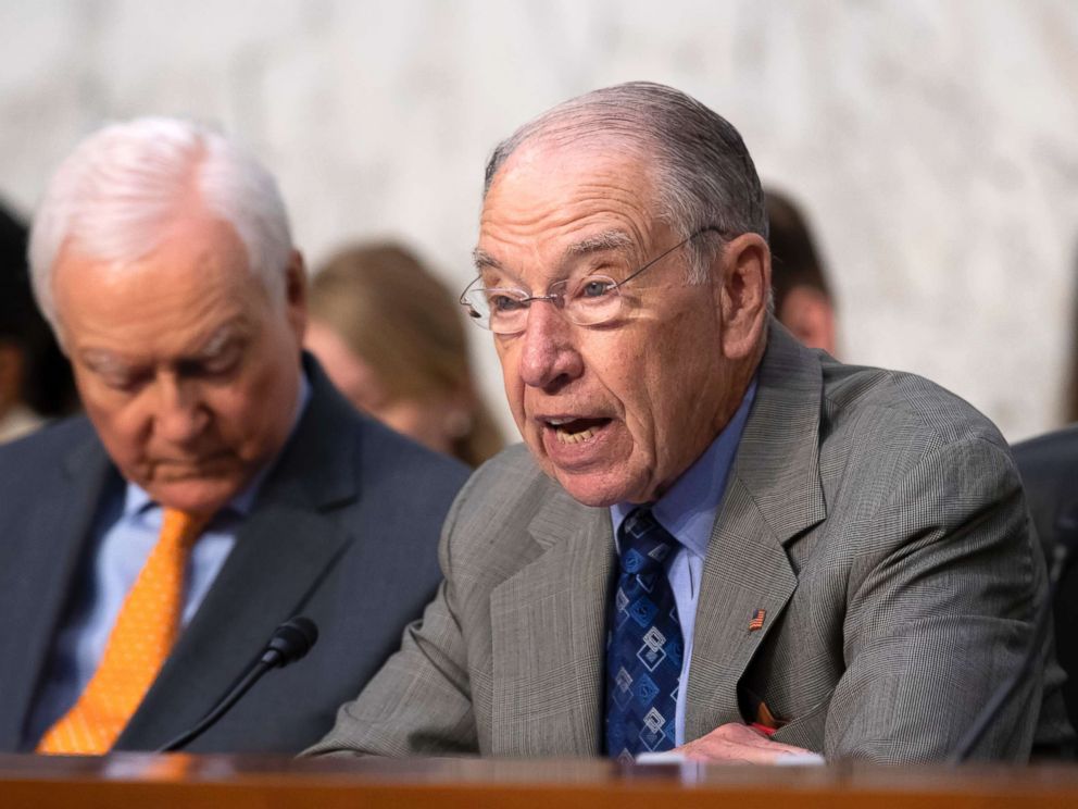 PHOTO: Senate Judiciary Committee Chairman Chuck Grassley, joined by Sen. Orrin Hatch, left, opens a hearing on the Trump administrations policies on immigration enforcement and family reunification efforts, on Capitol Hill in Washington, July 31, 2018.