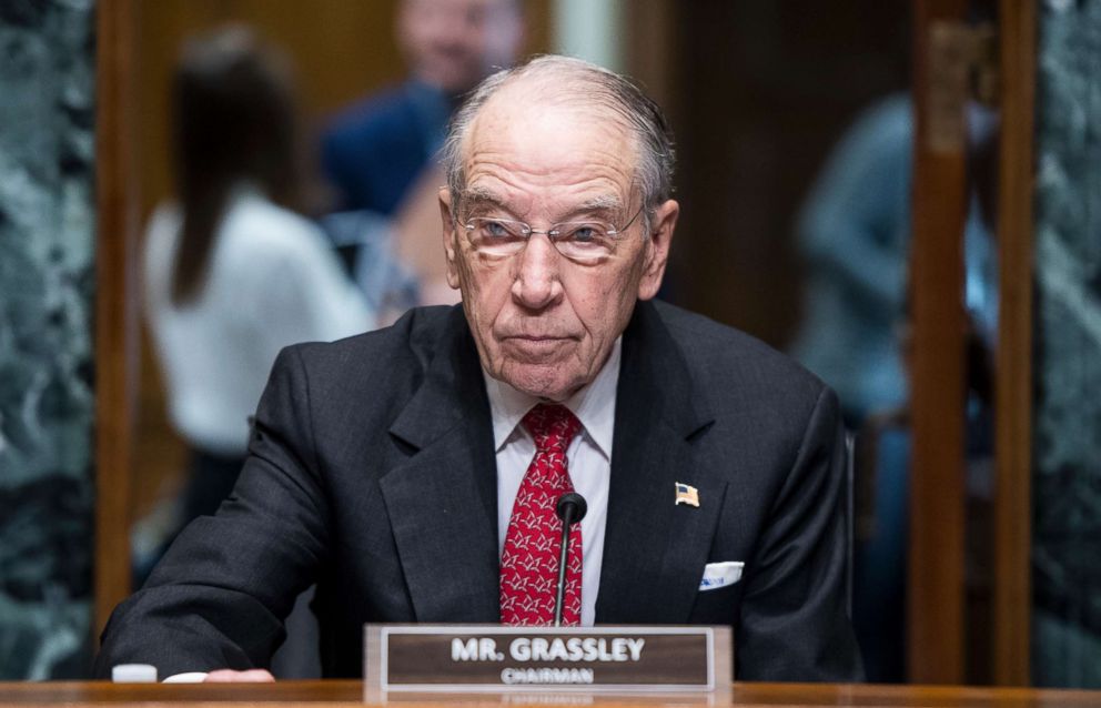 PHOTO: Sen. Chuck Grassley, R-Iowa, takes his seat for the Senate Finance Committee organizational meeting and hearing on pending nominations, Feb. 2, 2019. 