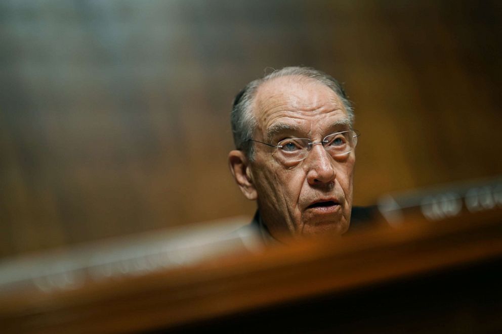 PHOTO:Sen. Chuck Grassley speaks during a Senate Judiciary Committee hearing in Washington, D.C., May 1, 2019. 