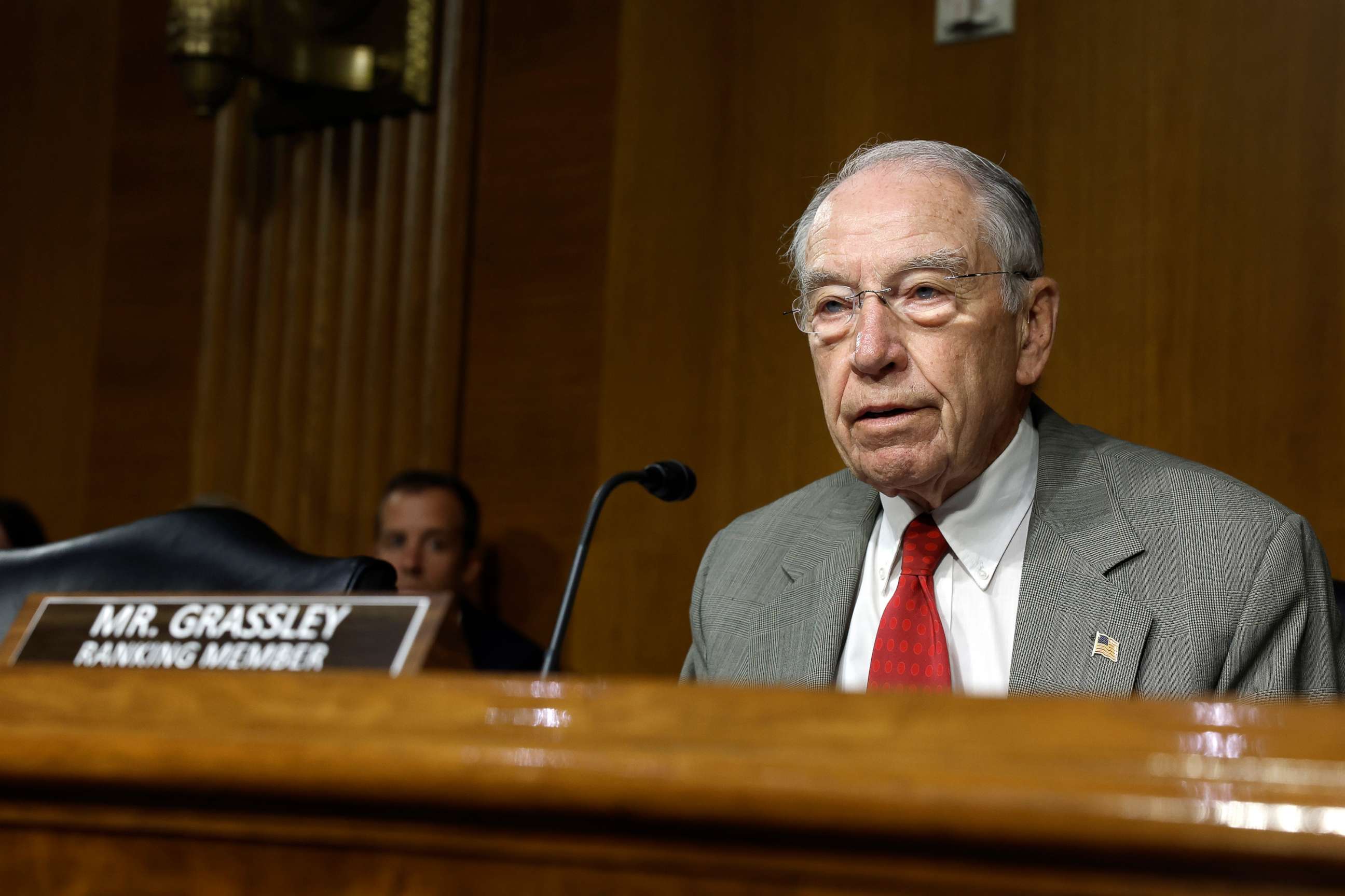 PHOTO: Senate Judiciary Ranking Member Chuck Grassley speaks at a hearing with the Senate Judiciary Committee in the Dirksen Senate Office Building on July 12, 2022 in Washington, D.C.