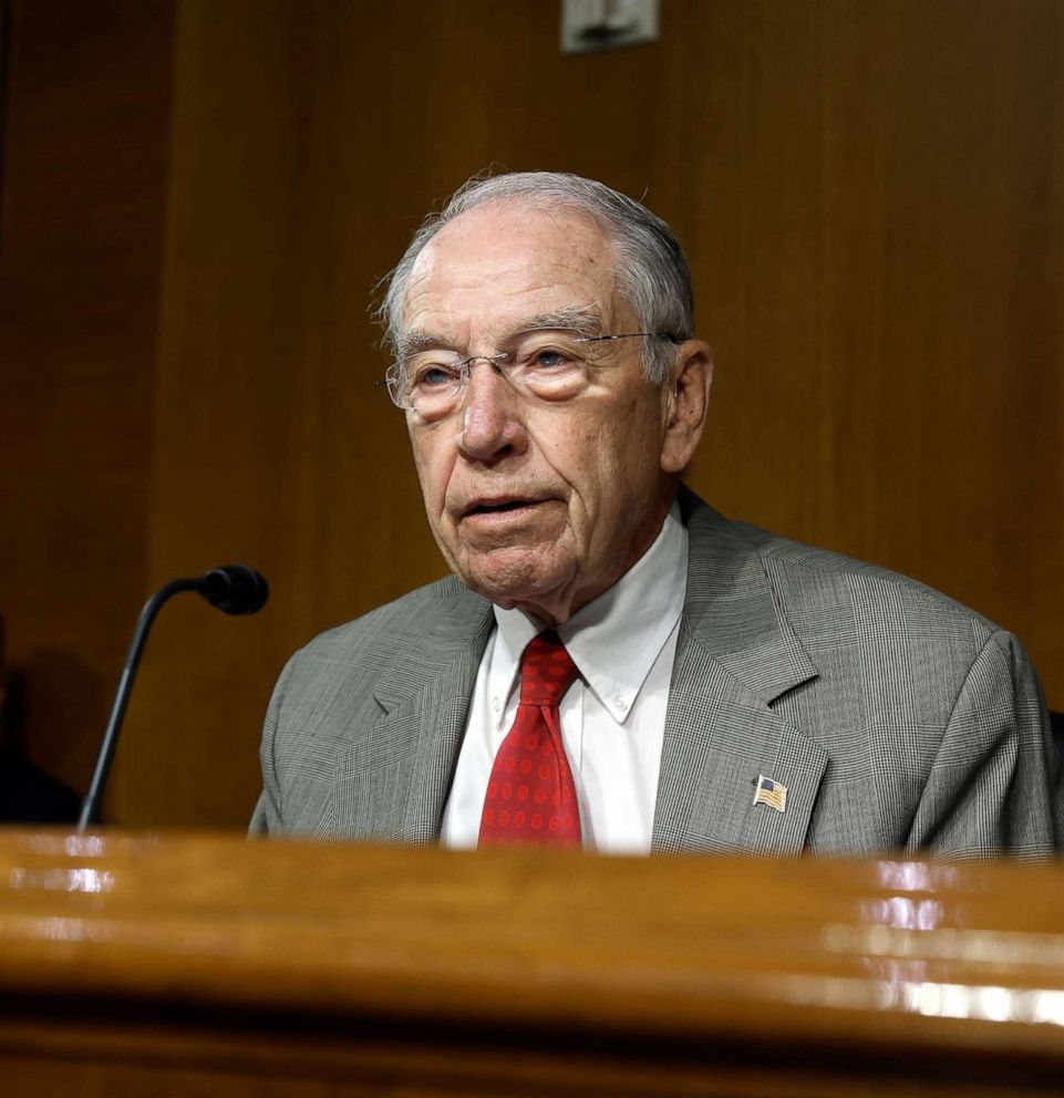PHOTO: Senate Judiciary Ranking Member Chuck Grassley speaks at a hearing with the Senate Judiciary Committee in the Dirksen Senate Office Building on July 12, 2022 in Washington, D.C.