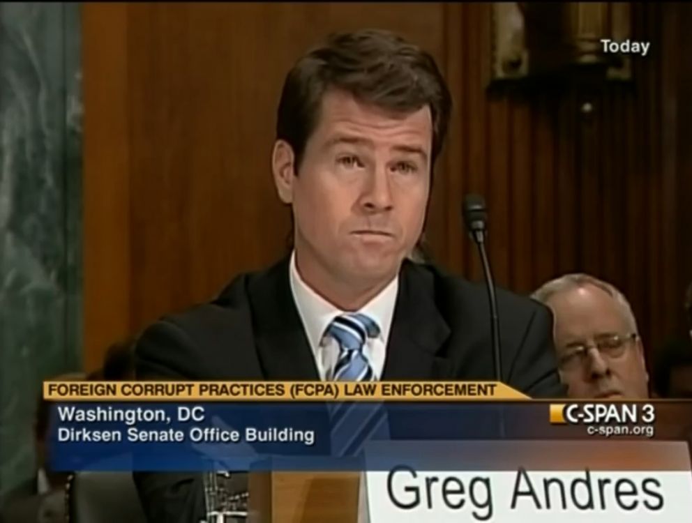 PHOTO: Then-Deputy Assistant Attorney General Greg Andres testifies in front of a Senate Judiciary Subcommittee on Crime and Drugs in Washington, Nov. 30, 2010.