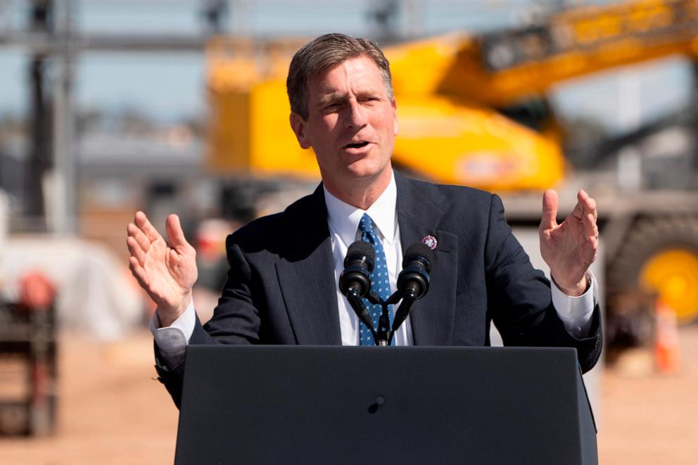 PHOTO: In this March 20, 2024, file photo, Rep. Greg Stanton speaks prior to President Joe Biden's remarks at Intel Ocotillo Campus, in Chandler, Arizona.