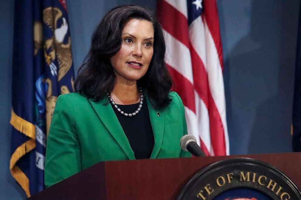 PHOTO: Michigan Gov. Gretchen Whitmer addresses the state during a speech in Lansing, Mich., Aug. 14, 2020. 