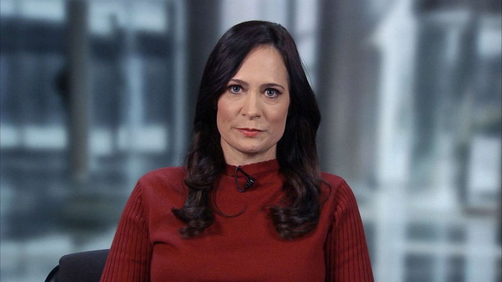 PHOTO: White House Press Secretary Stephanie Grisham speaks to ABC's George Stephanopoulos on "Good Morning America," Dec. 19, 2019.