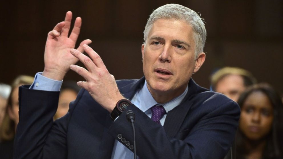 Neil M. Gorsuch testifies before the Senate Judiciary Committee on his nomination to be an associate justice of the US Supreme Court during a hearing in the Hart Senate Office Building in Washington on March 21, 2017. 
