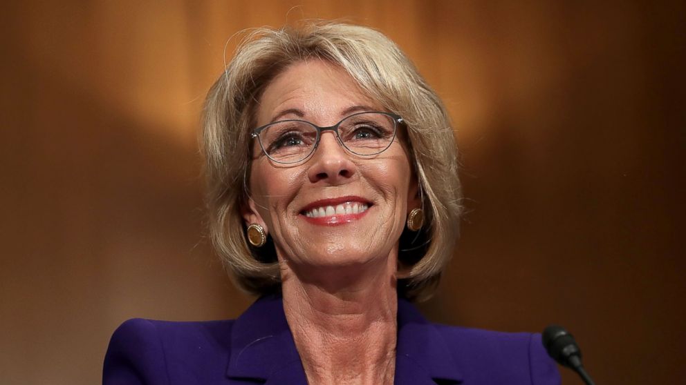 Betsy DeVos testifies during her confirmation hearing before the Senate Health, Education, Labor and Pensions Committee in the Dirksen Senate Office Building on Capitol Hill in Washington, Jan. 17, 2017.