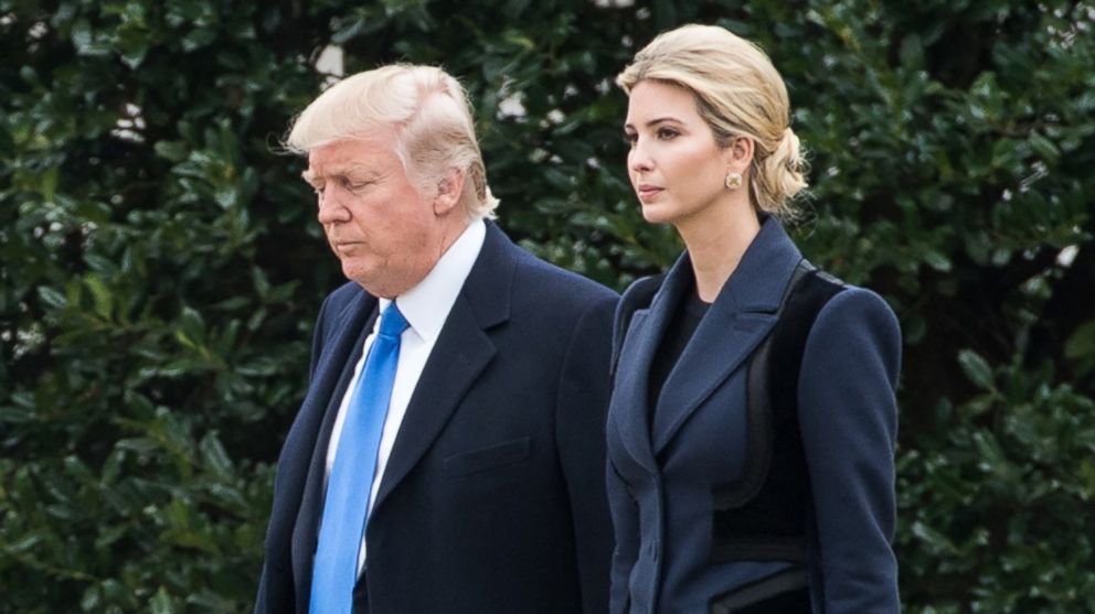 President Donald Trump and his daughter Ivanka walk to board Marine One at the White House in Washington, Feb. 1, 2017.
