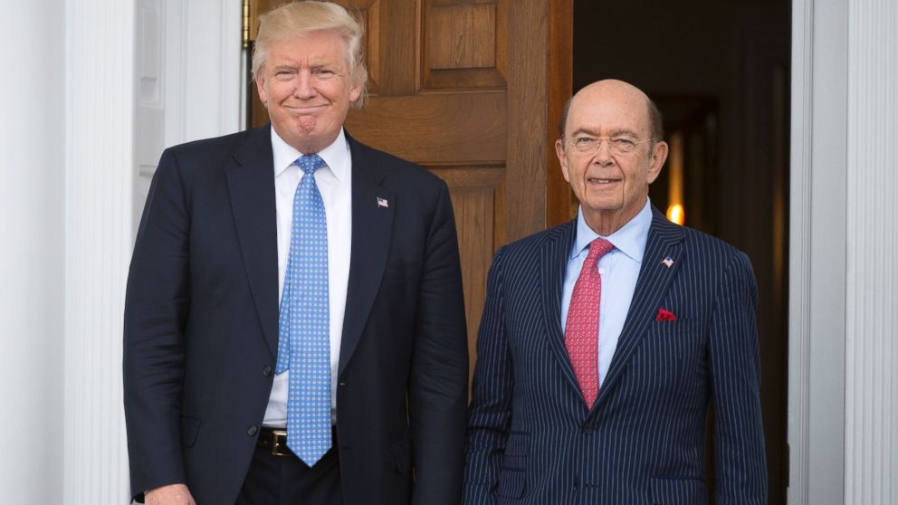 PHOTO: President-elect Donald Trump meets with Wilbur Ross at the clubhouse of Trump National Golf Club, Nov. 20, 2016 in Bedminster, New Jersey.