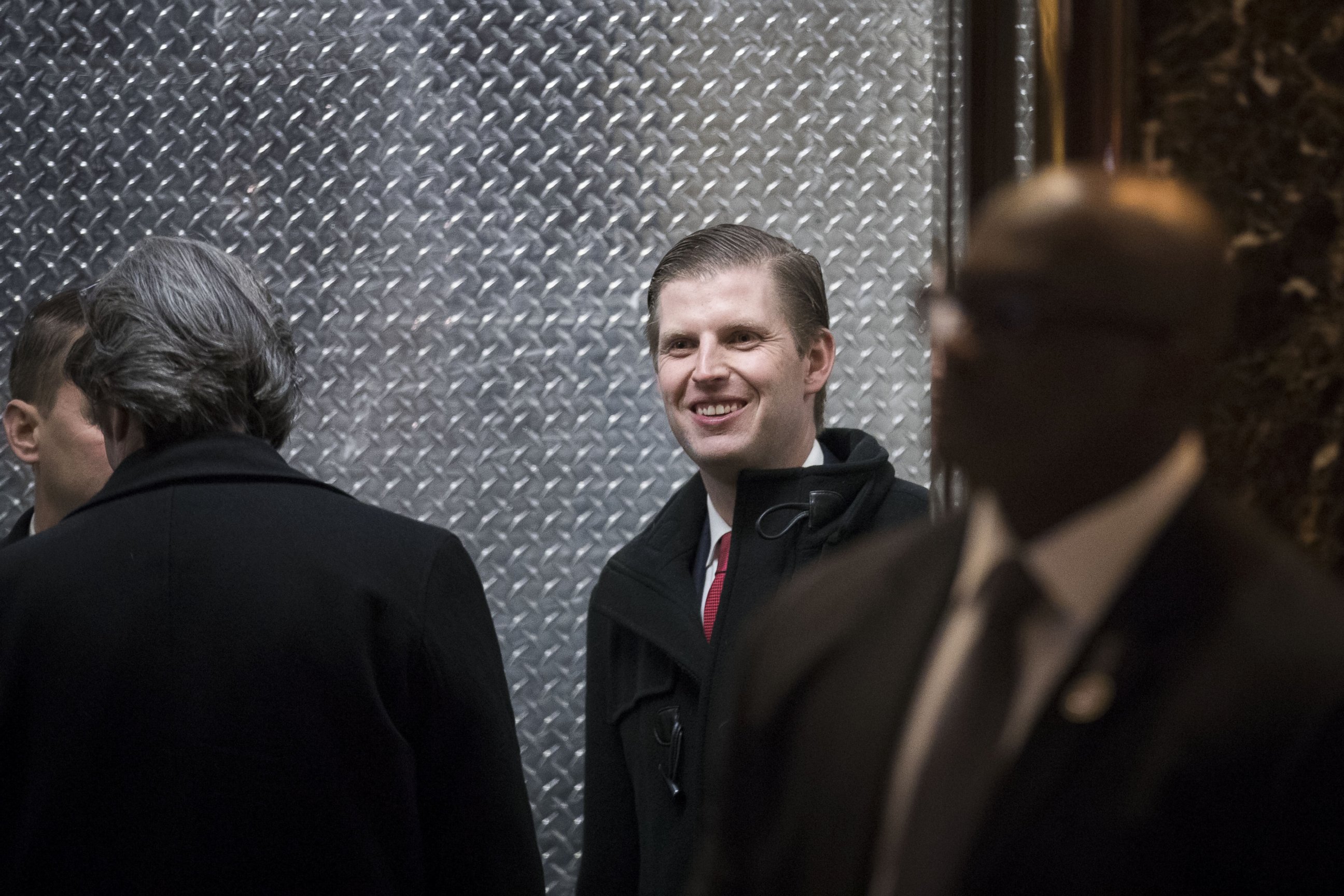 PHOTO: Eric Trump gets into an elevator as he arrives at Trump Tower, Dec. 13, 2016, in New York. 