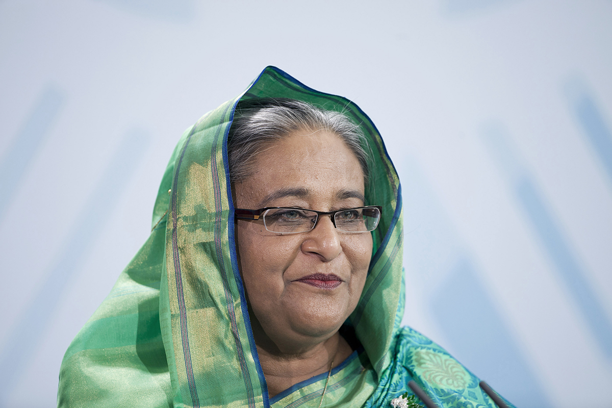 PHOTO: Sheikh Hasina Wajed, Bangladesh's prime minister, attends a press conference with German Chancellor Angela Merkel at the Chancellory, Oct. 25, 2011, in Berlin. 