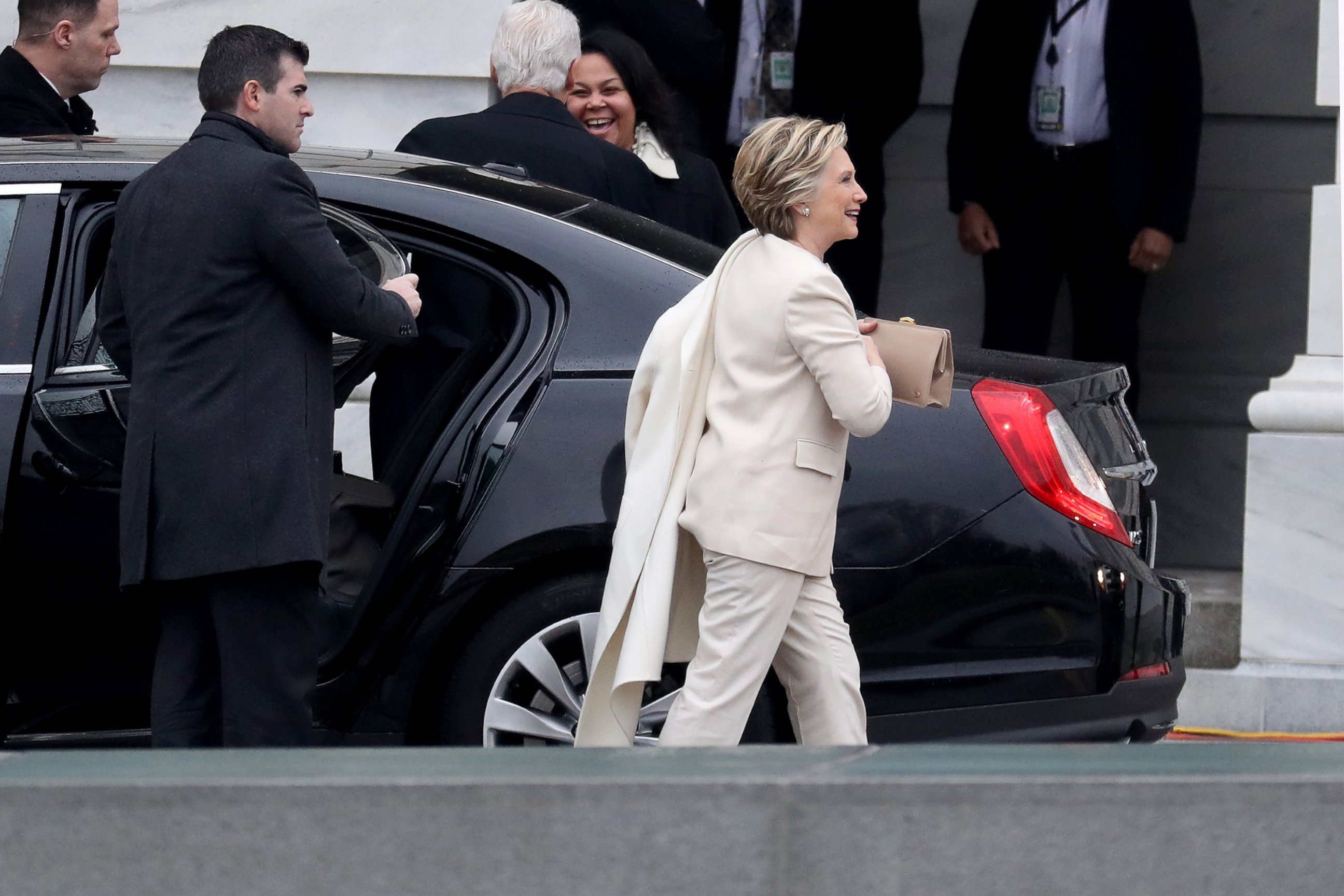 PHOTO: Hillary Clinton arrives at the U.S. Capitol, Jan. 20, 2017, in Washington for the inauguration of President-elect Donald J. Trump. 