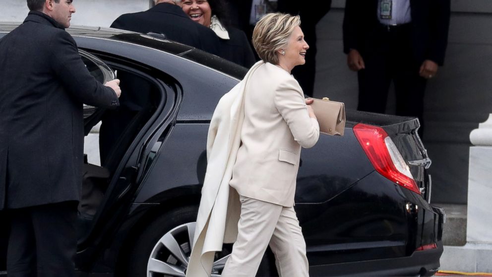 PHOTO: Hillary Clinton arrives at the U.S. Capitol, Jan. 20, 2017, in Washington for the inauguration of President-elect Donald J. Trump.