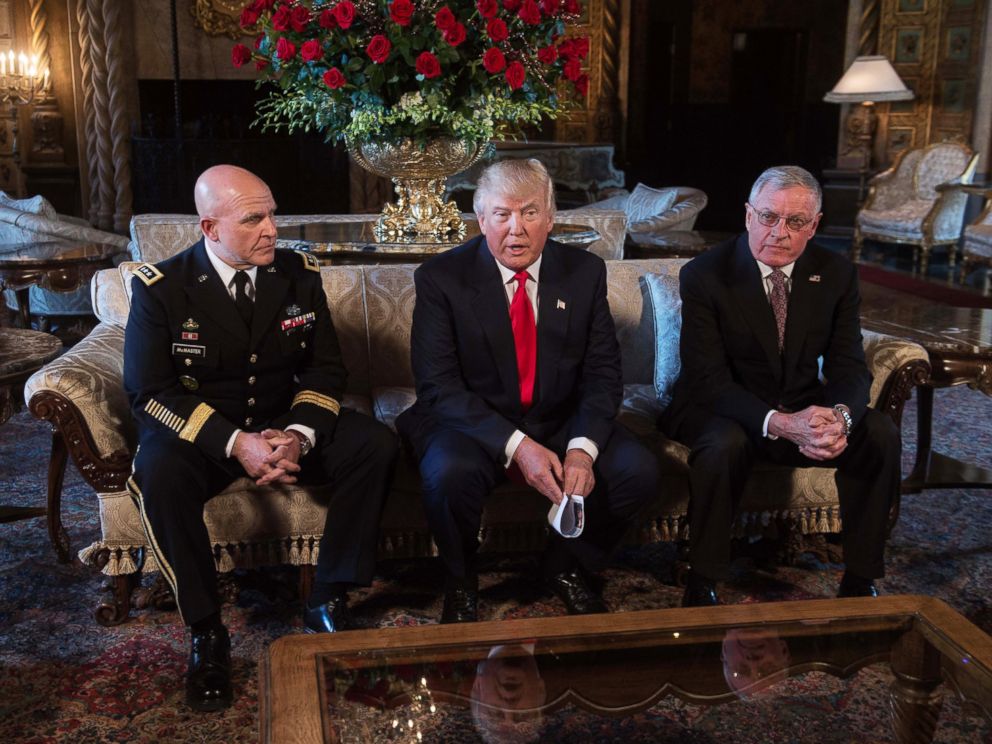 PHOTO: President Donald Trump announces H.R. McMaster as his national security adviser and Keith Kellogg, right, as McMasters chief of staff at Trumps Mar-a-Lago resort in Palm Beach, Fla., Feb. 20, 2017.