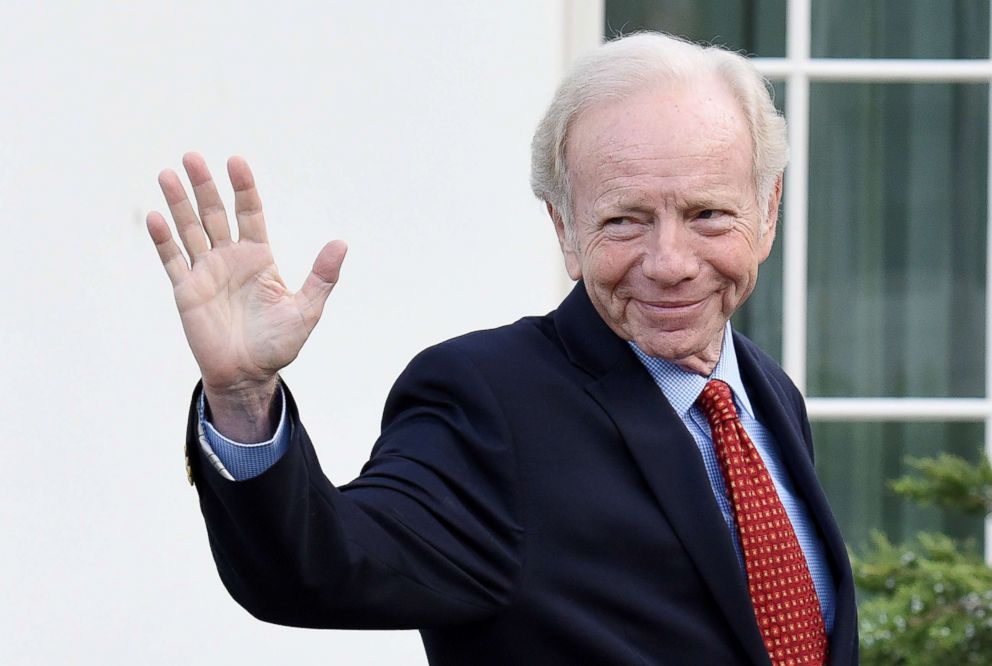   PHOTO: Senator Joe Lieberman leaves the West Wing of the White House after a meeting with President Donald Trump on May 17, 2017 in Washington 