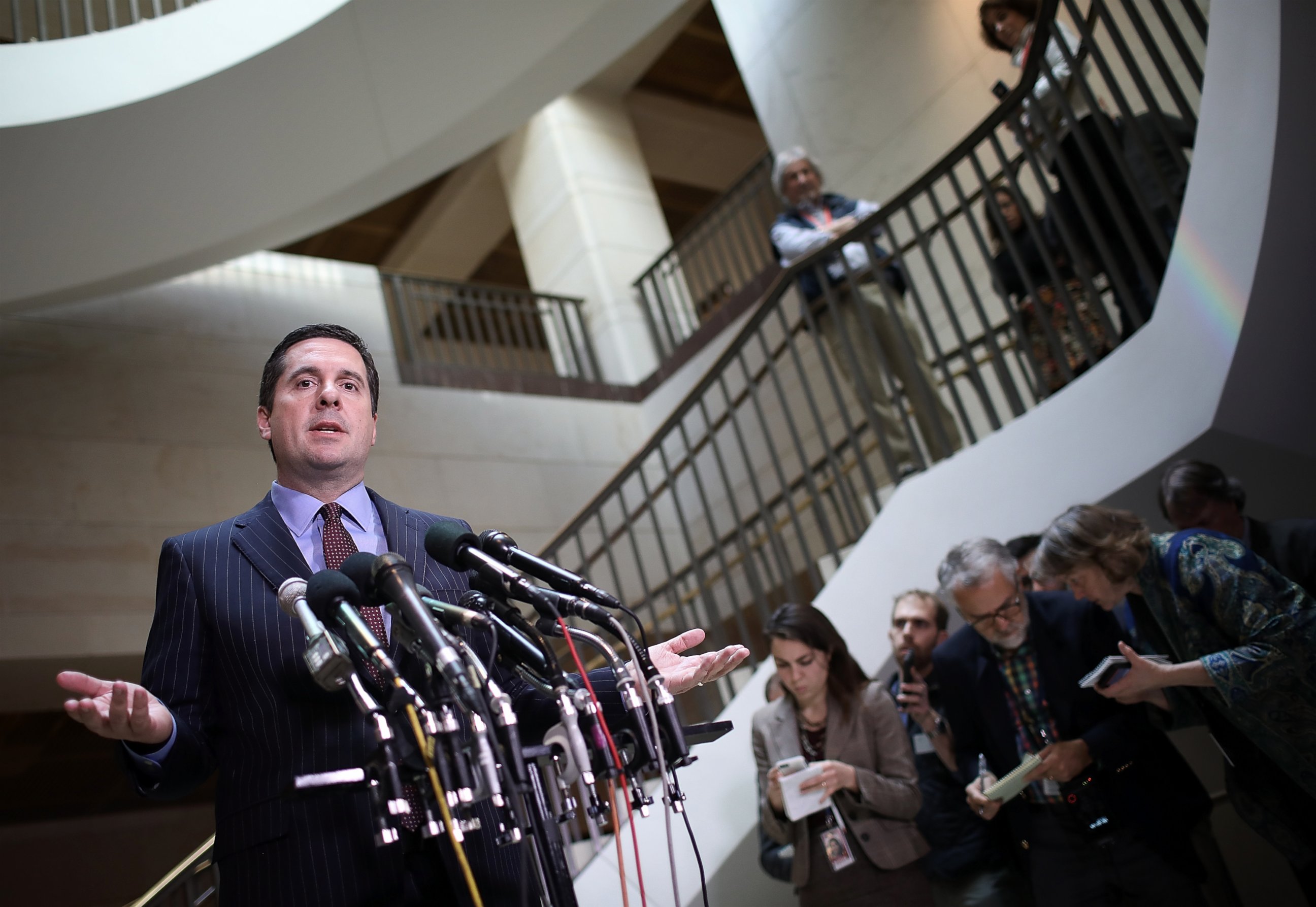 PHOTO: House Permanent Select Committee on Intelligence Chairman Devin Nunes (R-CA) speaks to reporters during a news conference at the U.S. Capitol, March 22, 2017.