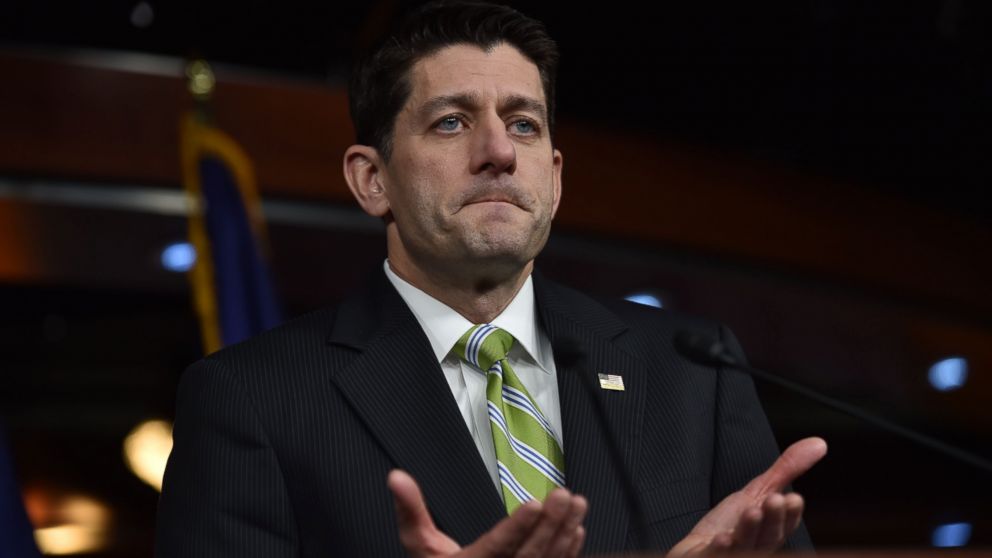 Speaker of the House Paul Ryan talks to reporters on March 24, 2017, during a press conference on Capitol Hill in Washington about the American Health care Act.