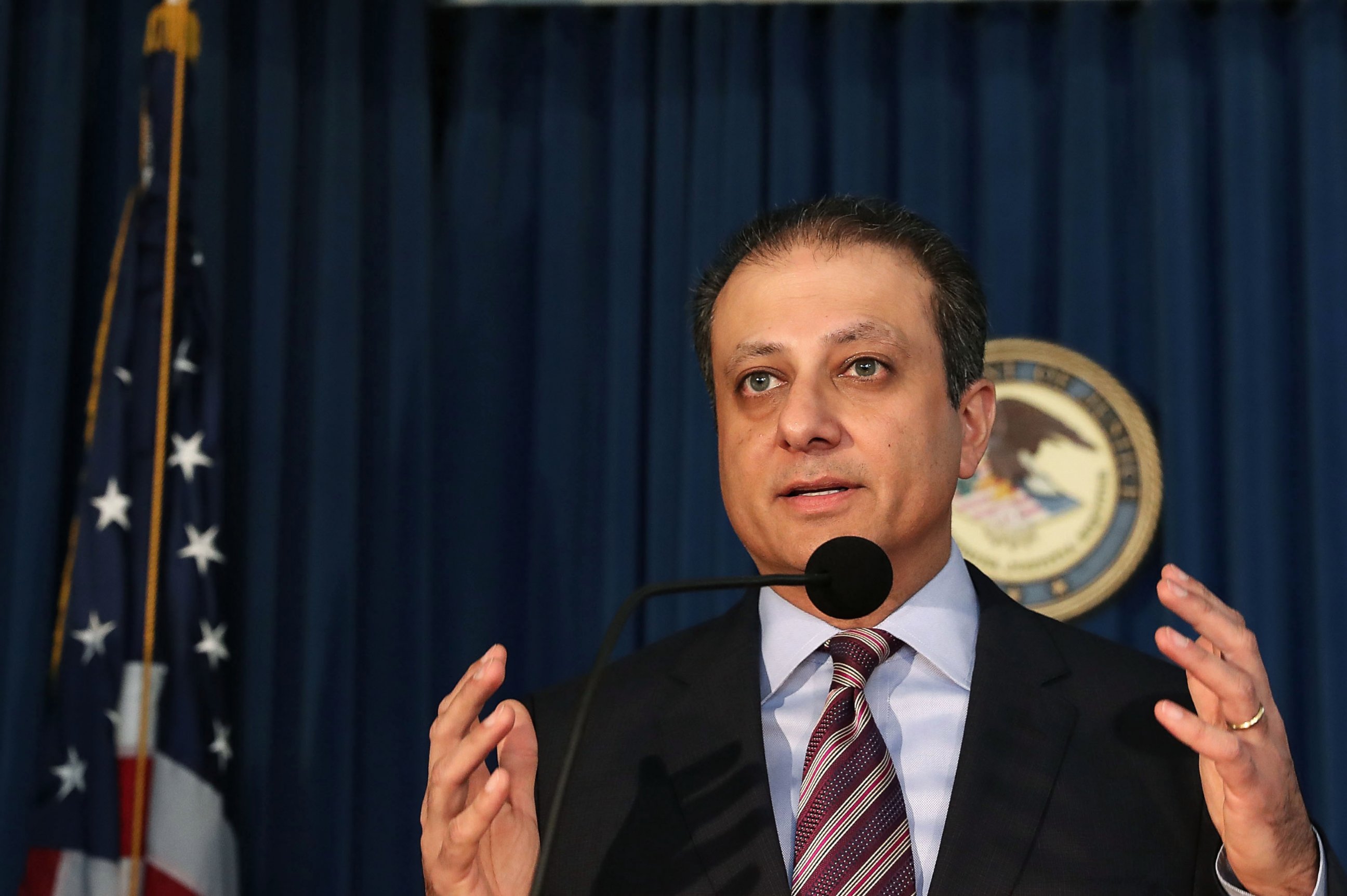 PHOTO: Preet Bharara, U.S. attorney for the Southern District of New York, speaks at a news conference, Nov. 17, 2016 in New York City.  