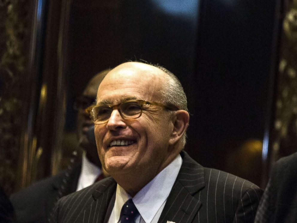 PHOTO: Rudy Giuliani, former mayor of New York, arrives prior to a press conference with U.S. President-elect Donald Trump at Trump Tower in New York, Jan. 11, 2017.