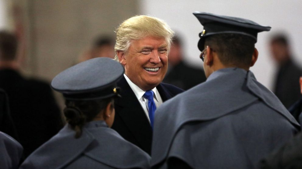 President-elect Donald Trump meets with cadets from the Military academies prior to the game between the Navy Midshipmen and the Army Black Nights at M&T Bank Stadium, Dec. 10, 2016, in Baltimore, Maryland.