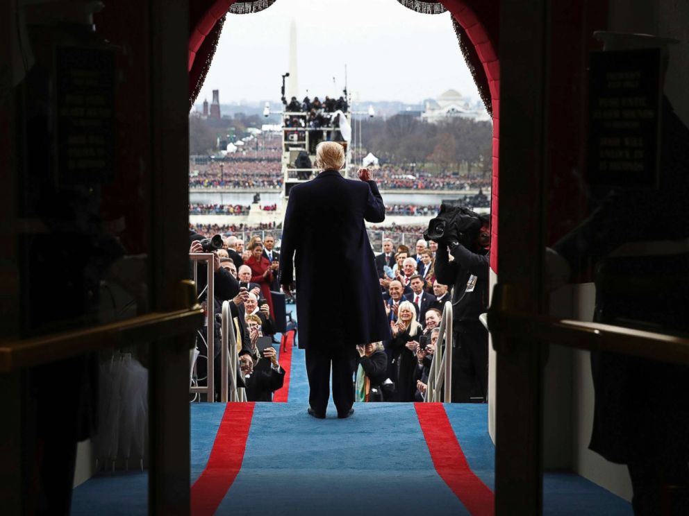 PHOTO: President-elect Donald Trump arrives on the West Front of the U.S. Capitol, Jan. 20, 2017, in Washington, for his inauguration. 