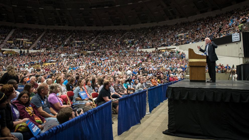 U.S. Senator Bernie Sanders, an Independent from Vermont and 2016 U.S. presidential candidate, speaks during a campaign rally, July 1, 2015, in Madison, Wis.