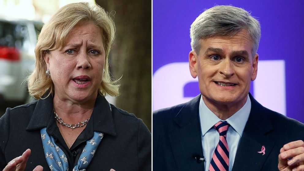 PHOTO: Mary Landrieu speaks with the media on Nov. 4, 2014 in New Orleans, La. and Bill Cassidy is seen during a debate with Landrieu on Oct. 29, 2014.