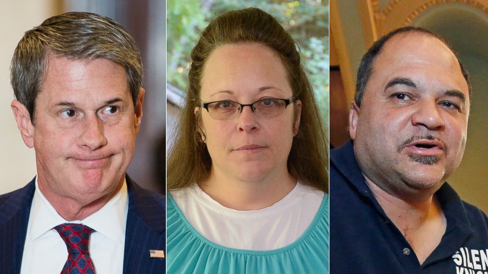 Pictured from left, David Vitter, Kim Davis and Robert Gray.