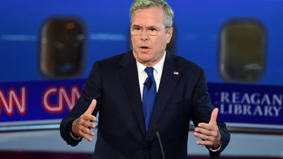Republican presidential candidate Jeb Bush speaks during the Republican Presidential Debate at the Ronald Reagan Presidential Library in Simi Valley, Calif., on Sept. 16, 2015.