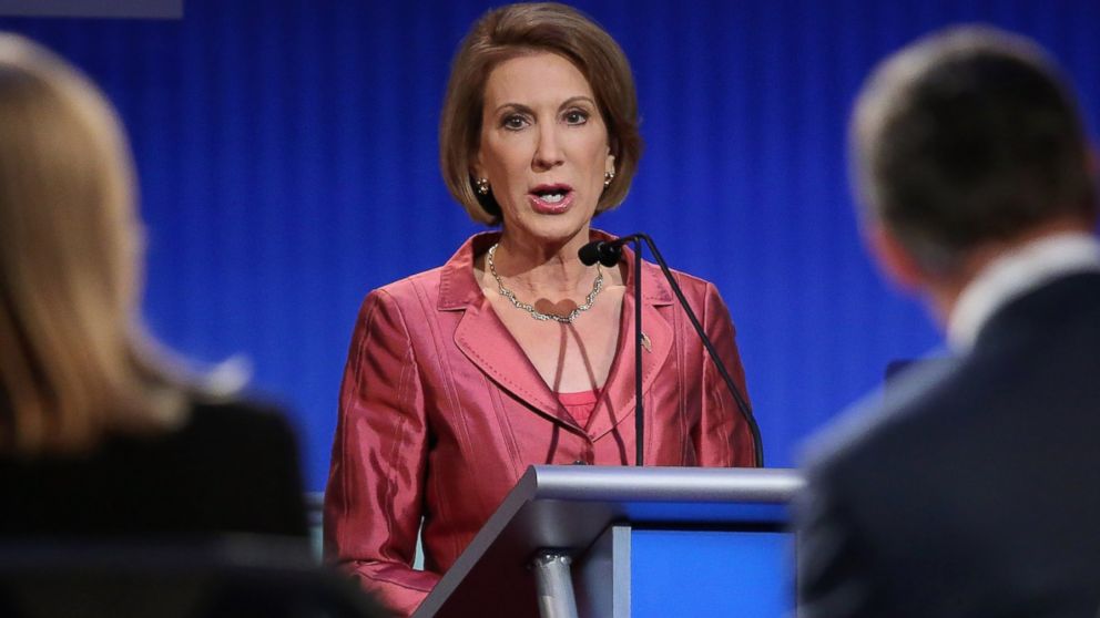 Republican presidential candidate Carly Fiorina participates in a presidential pre-debate forum hosted by FOX News and Facebook at the Quicken Loans Arena, Aug. 6, 2015 in Cleveland.