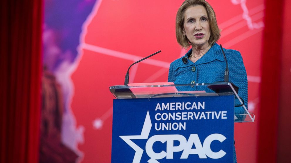 Carly Fiorina, former CEO of Hewlett-Packard and chairman of the American Conservative Union Foundation, addresses the annual Conservative Political Action Conference at National Harbor, Md., Feb. 26, 2015. 