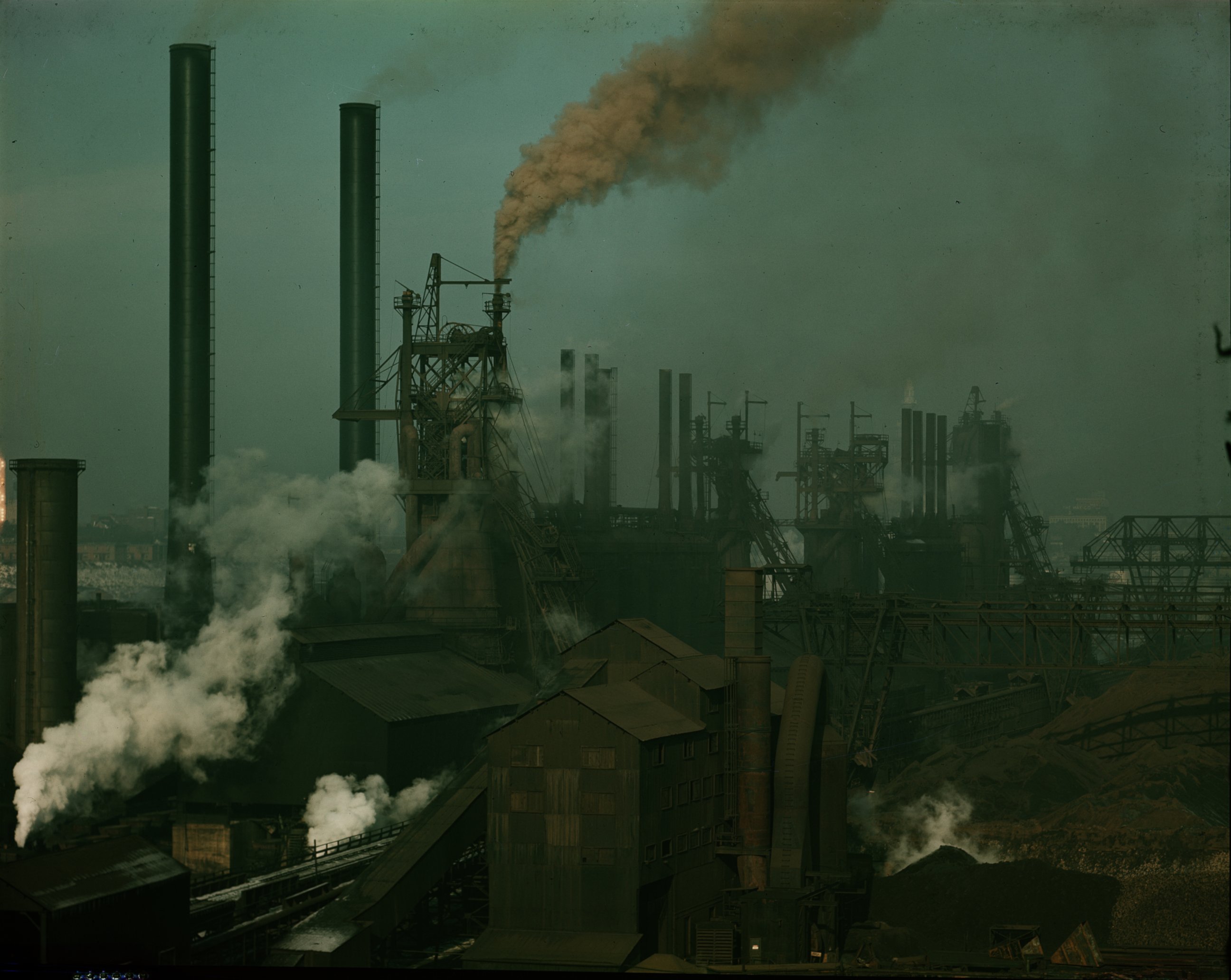 PHOTO: The blast furnace section of the Cleveland Works of the Republic Steel Corporation is pictured in Cleveland, Ohio, cira 1949.