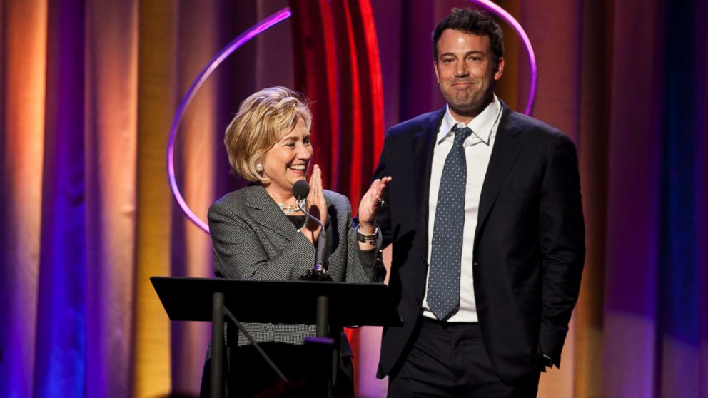 PHOTO: Ben Affleck introduces Hillary Clinton during the annual Clinton Global Initiative award ceremony on Sept. 25, 2013 in New York.