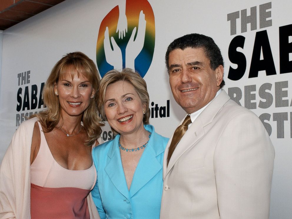 PHOTO: Hillary Rodham Clinton is seen in this file photo with Cheryl and Haim Saban, June 29, 2003, at the Saban Research Institute in Hollywood, Calif.