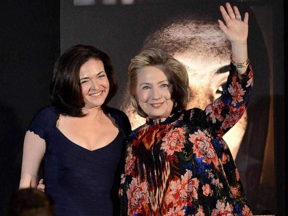 PHOTO: Sheryl Sandberg and Hillary Clinton are seen in this file photo onstage at the Women for Women 20th Anniversary Gala celebration, Dec. 3, 2013, in New York.