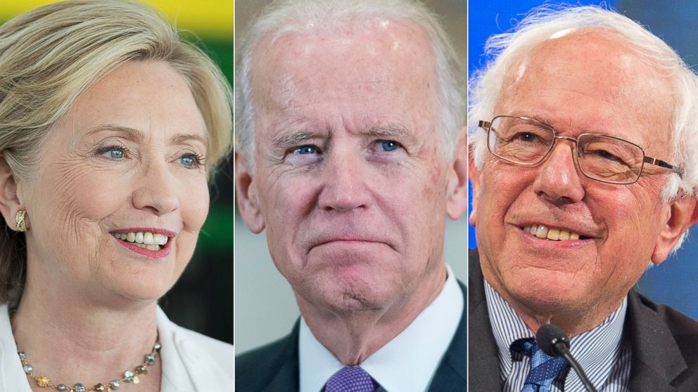 Pictured from left, Hillary Clinton, Bernie Sanders and Joe Biden.