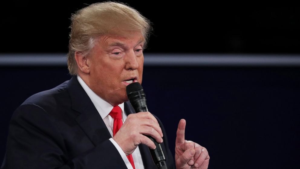 Republican presidential nominee Donald Trump responds to a question during the town hall debate at Washington University on Oct. 9, 2016 in St Louis, Missouri. 