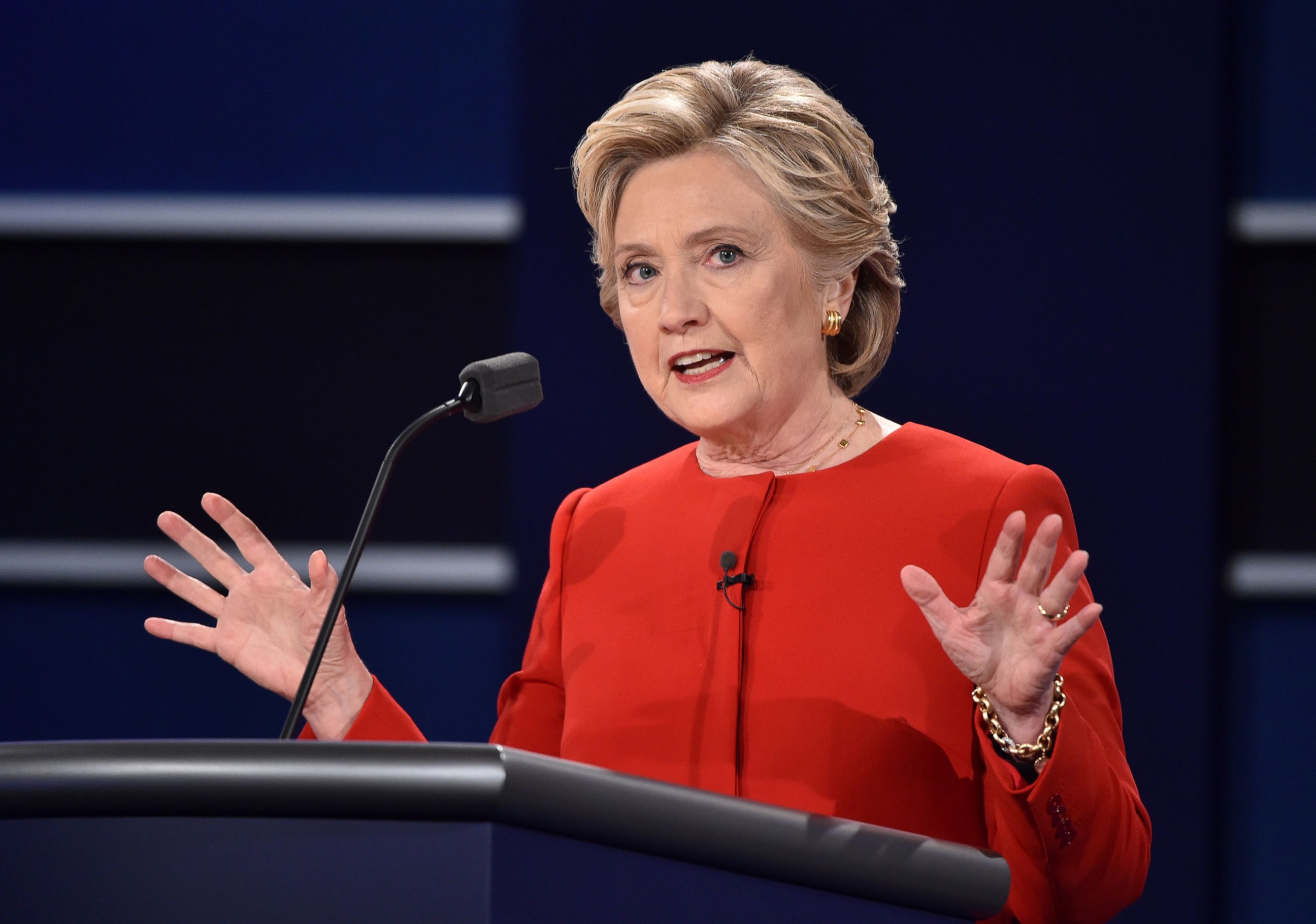 PHOTO: Democratic nominee Hillary Clinton speaks during the first presidential debate at Hofstra University in Hempstead, New York on Sept, 26, 2016. 