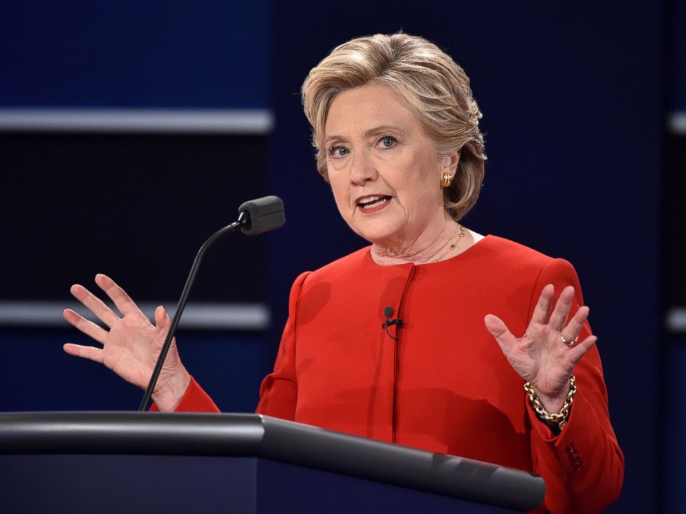 PHOTO: Democratic nominee Hillary Clinton speaks during the first presidential debate at Hofstra University in Hempstead, New York on Sept, 26, 2016.