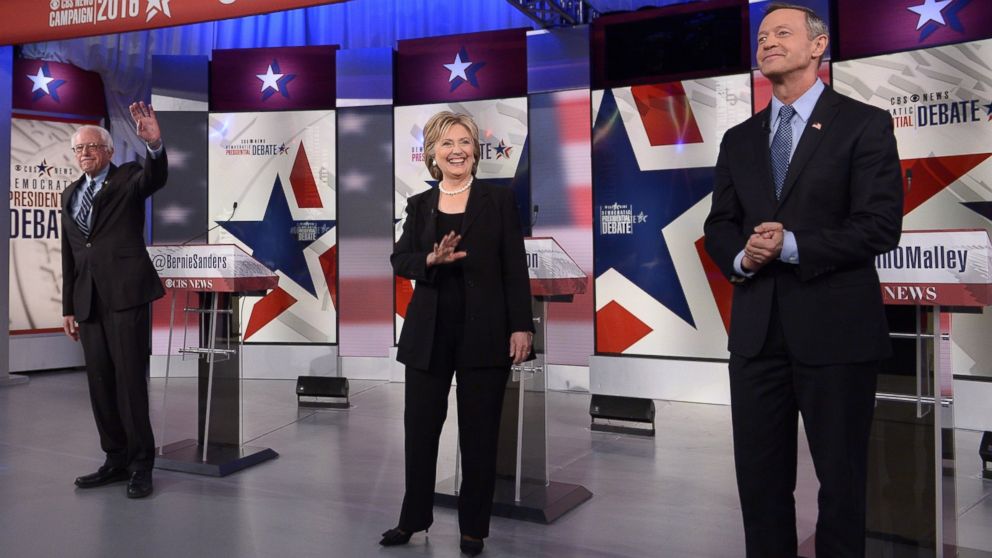 Hillary Clinton, Bernie Sanders and Martin OMalley looks on during the second Democratic presidential primary debate on Nov. 14, 2015 in Des Moines, Iowa. 