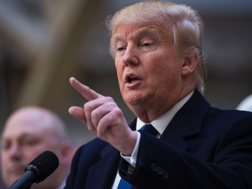 PHOTO: Presidential candidate Donald Trump speaks during a campaign press conference at the at the Old Post Office Pavilion in Washington, D.C., March 21, 2016.