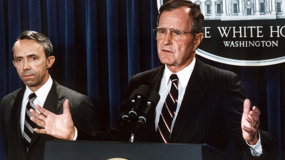 George H. W. Bush at the White House in Washington, July 23, 1990.