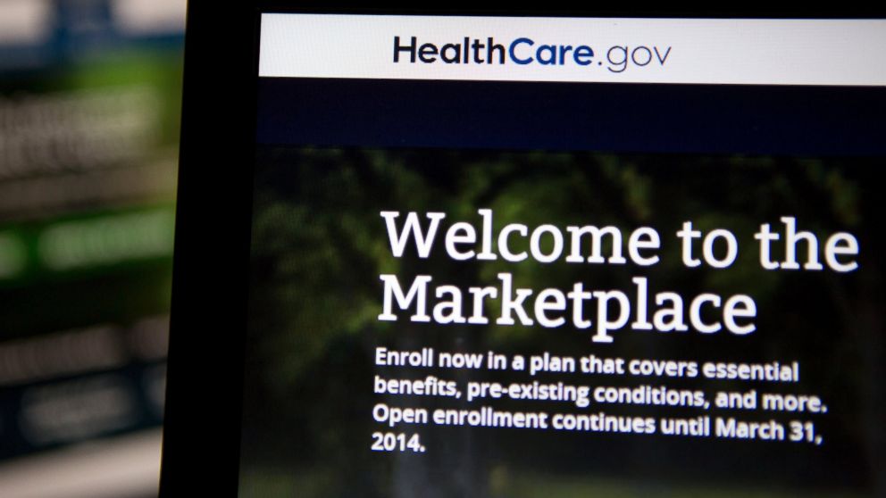 The Healthcare.gov website is displayed on laptop computers arranged for a photograph in Washington, D.C., U.S., on Oct. 24, 2013. 