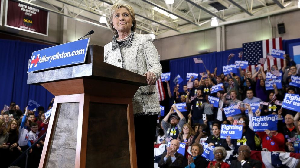 Democratic presidential candidate Hillary Clinton speaks during her primary night gathering at the University of South Carolina on Feb. 27, 2016, in Columbia, South Carolina.