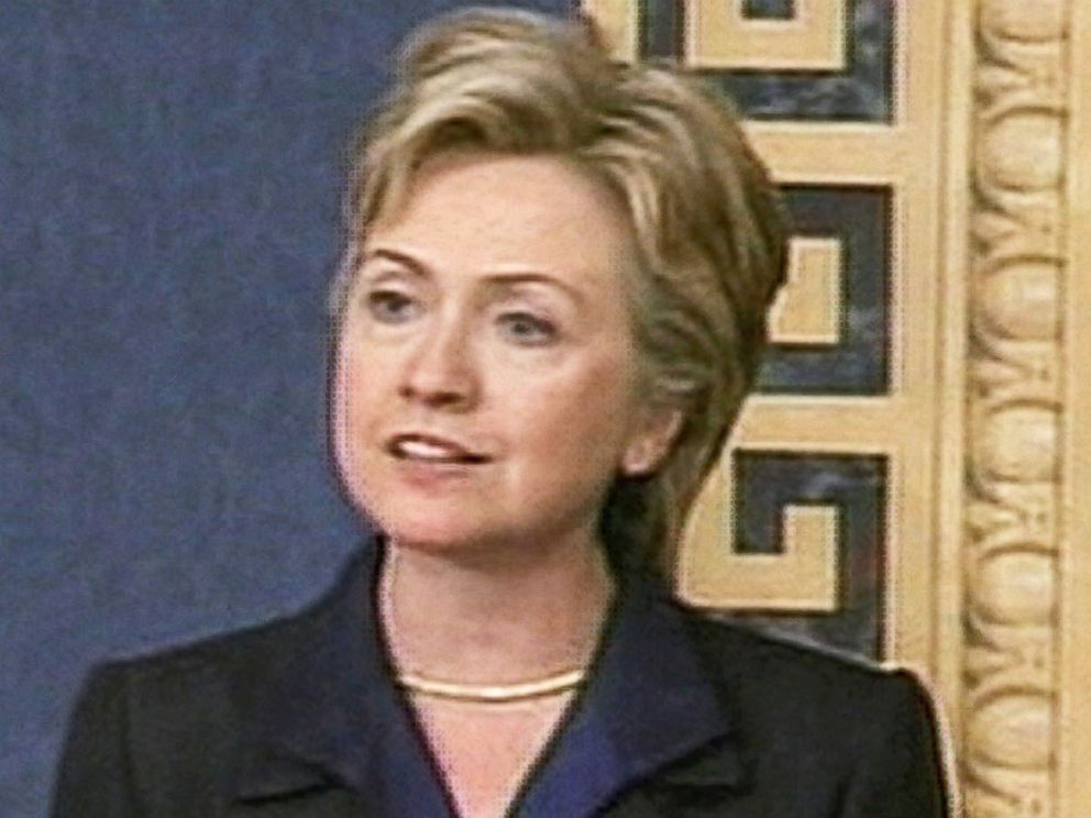 PHOTO: Then U.S. Senator Hillary Rodham Clinton is seen in this still from video as she speaks during a debate on Joint Resolution 114 to support President Bush in the use of force against Iraq, Oct. 11, 2002 in Washington, D.C.