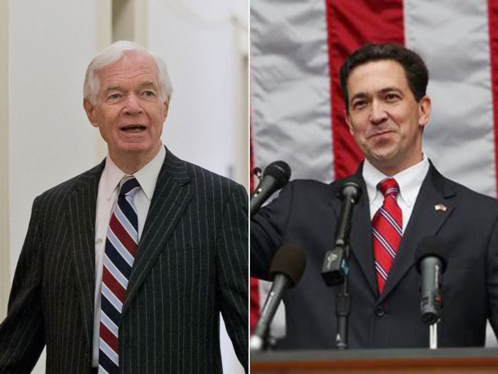 PHOTO: Sen. Thad Cochran, left, ranking Republican on the Senate Agriculture Committee, on Dec. 4, 2013, on Capitol Hill and Chris McDaniels, right in an undated photo from his website. 